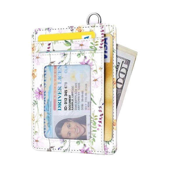 White Daisy Leather ID holder - Picture 2 of 4